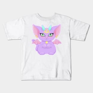 Kawaii Pastel Demon Luna Cat Kids T-Shirt